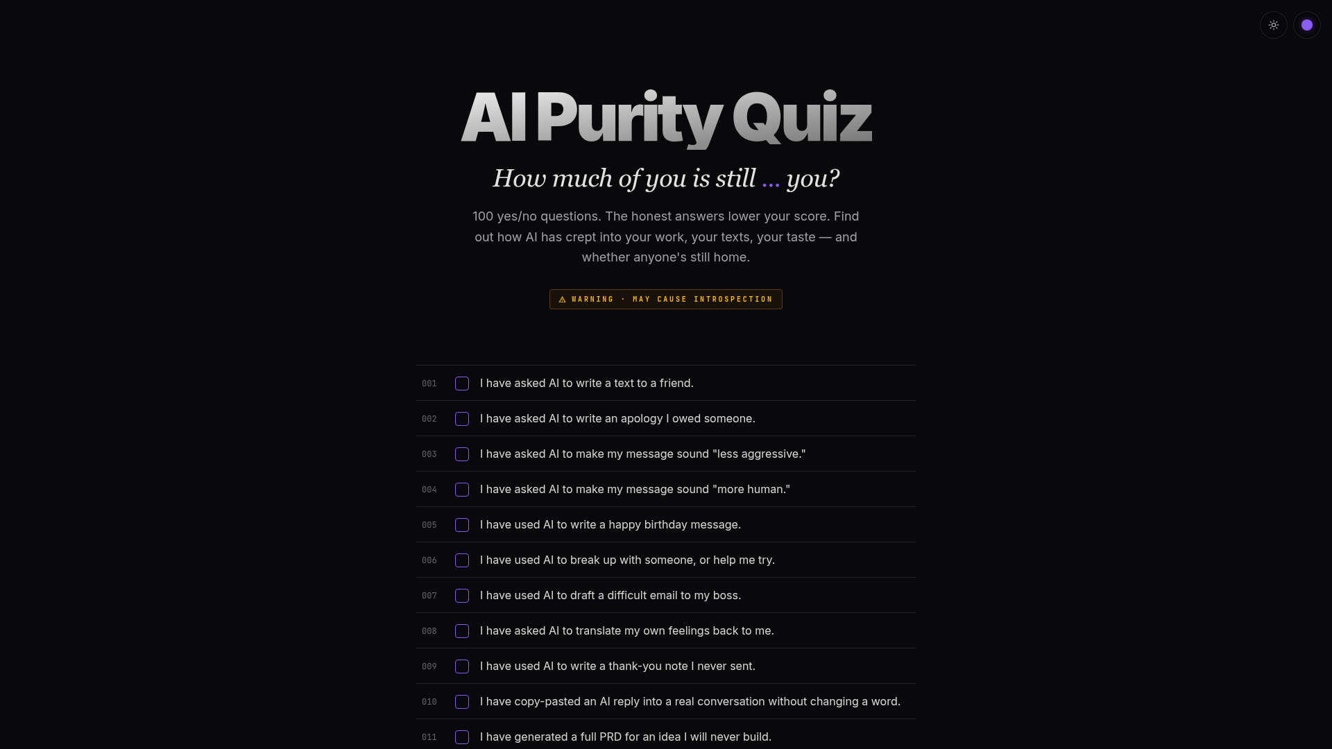 AI Purity Quiz preview
